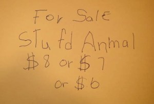 For Sale Stufd Anmal $8 or $7 or $6.